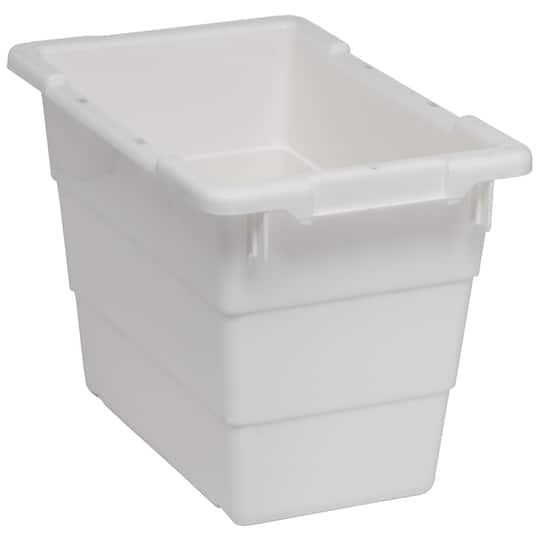 Cross Stack Storage Container, 5.5 gal, 17-1/4 in L x 11 in W x 12 in H, White, Polypropylene